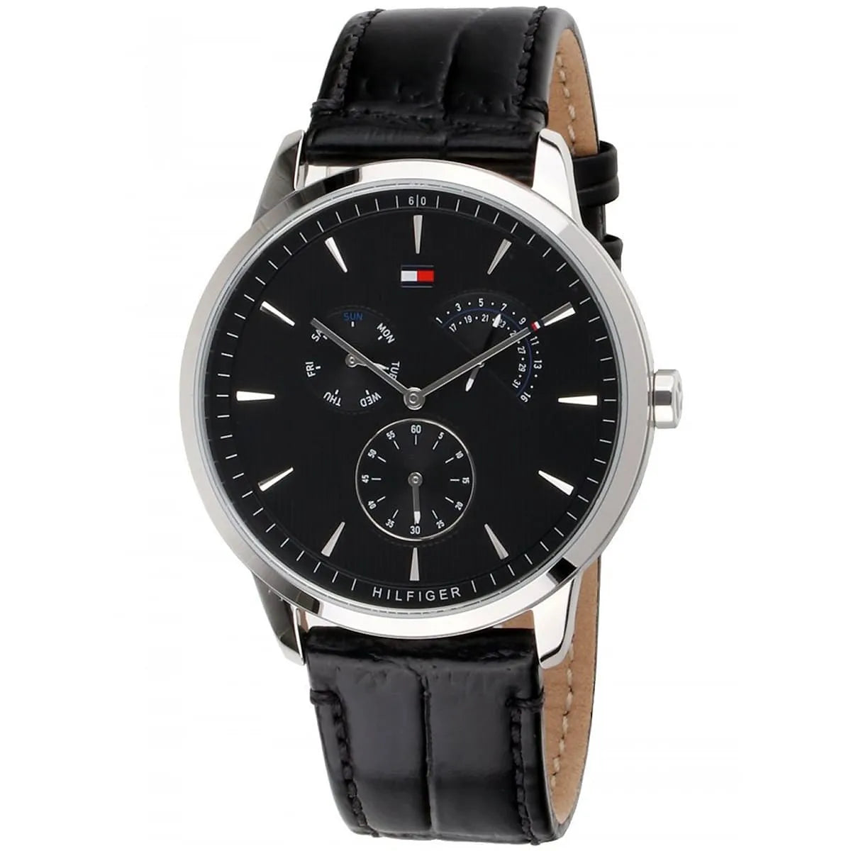Right side view of Tommy Hilfiger 1710391 showing silver stainless steel case