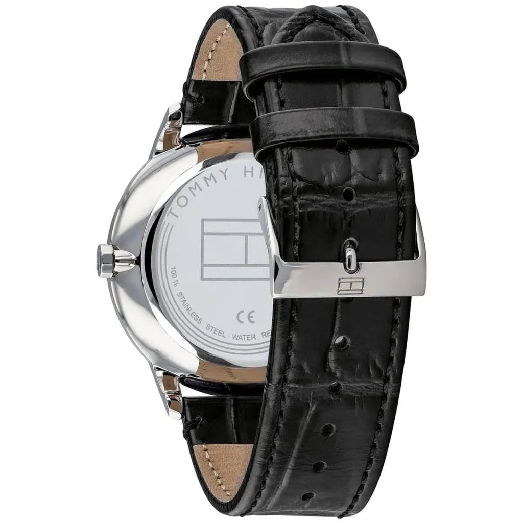 Profile view of Tommy Hilfiger Brad showing slim case thickness and leather strap