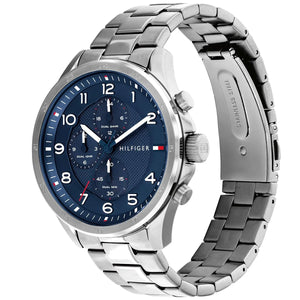Right side view of Tommy Hilfiger 1792007 showing silver stainless steel case and pushers