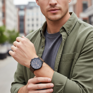 Right side view of Tommy Hilfiger 1791577 showing slim black stainless steel case