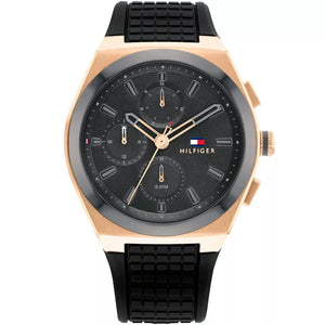 Tommy Hilfiger Connor 1791931 men's watch gold case black rubber strap black dial