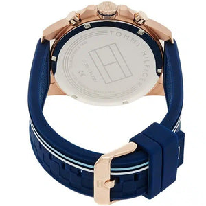Profile view of Tommy Hilfiger Decker showing case thickness and rubber strap connection