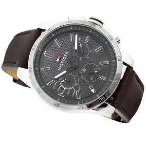 Right side view of Tommy Hilfiger 1791562 showing silver stainless steel case and pushers