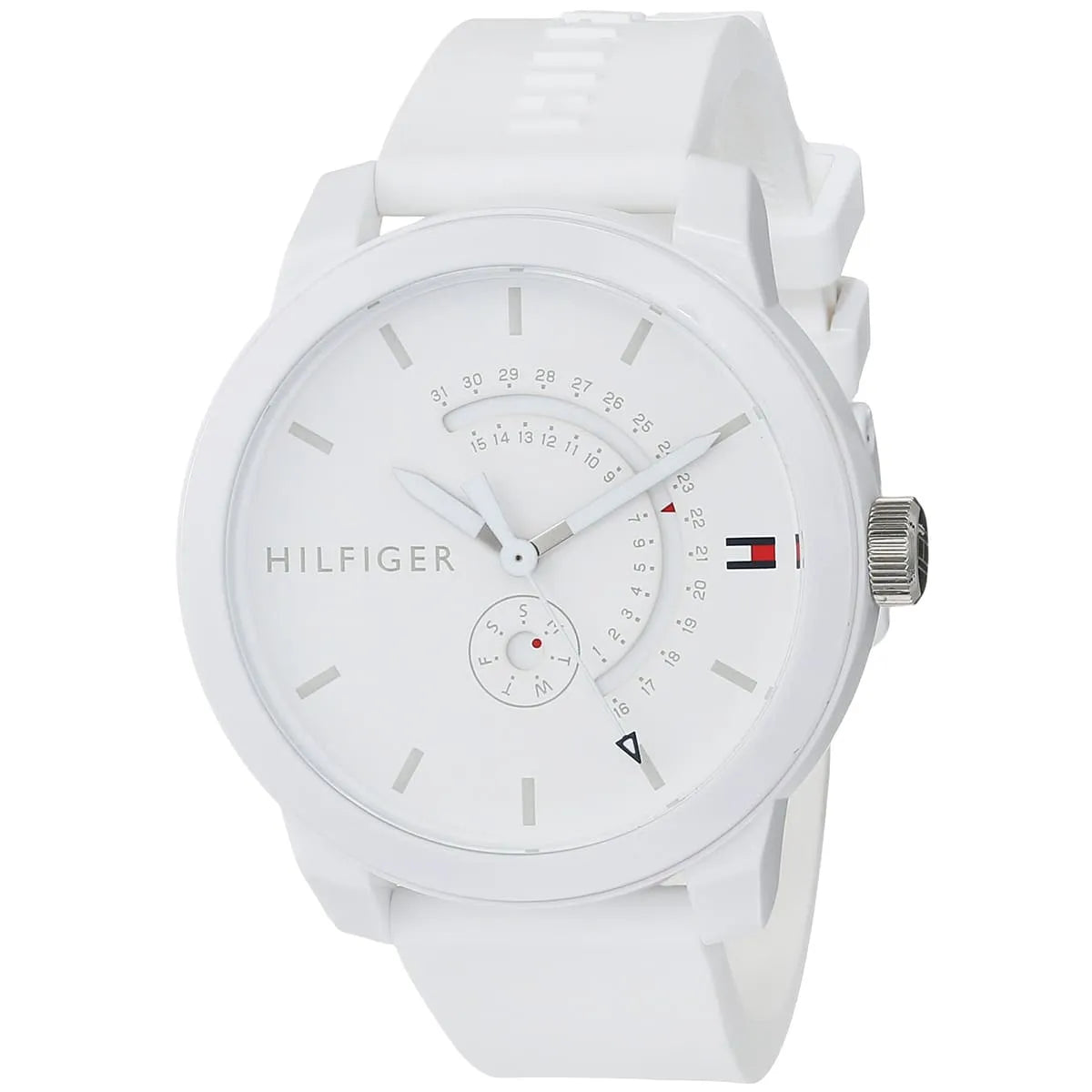 Right side view of Tommy Hilfiger 1791481 showing silver stainless steel case