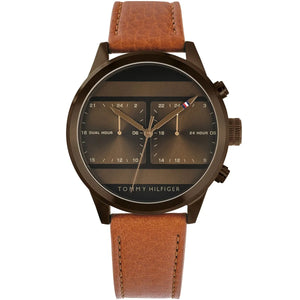 Tommy Hilfiger Icon 1791594 men's watch brown ion-plated case tan leather strap