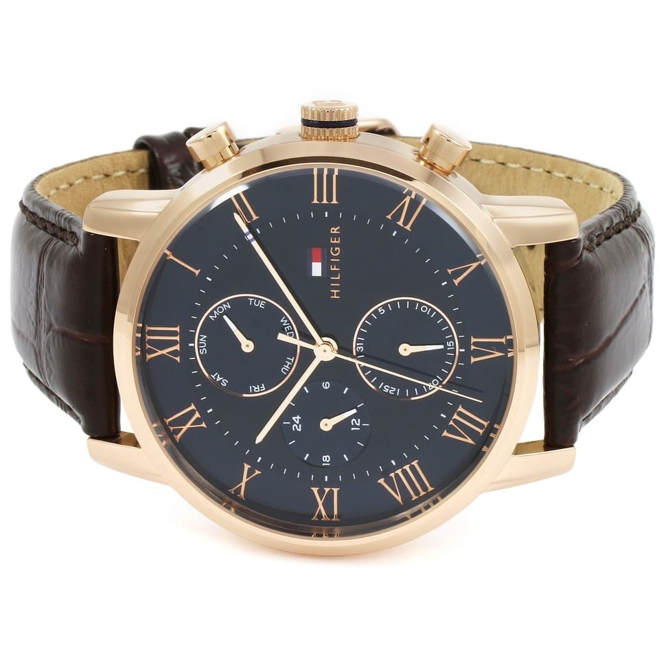 Right side view of Tommy Hilfiger 1791399 showing gold stainless steel case