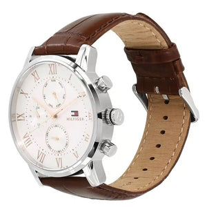 Right side view of Tommy Hilfiger 1791400 showing silver stainless steel case