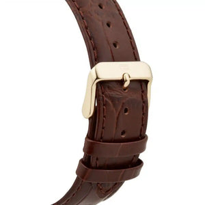 Angled shot highlighting the brown textured leather strap on Tommy Hilfiger 1791291
