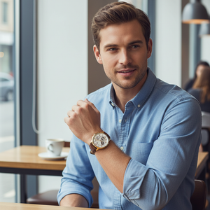 Man wearing luxury Tommy Hilfiger Keagan 1791291 watch with gold case