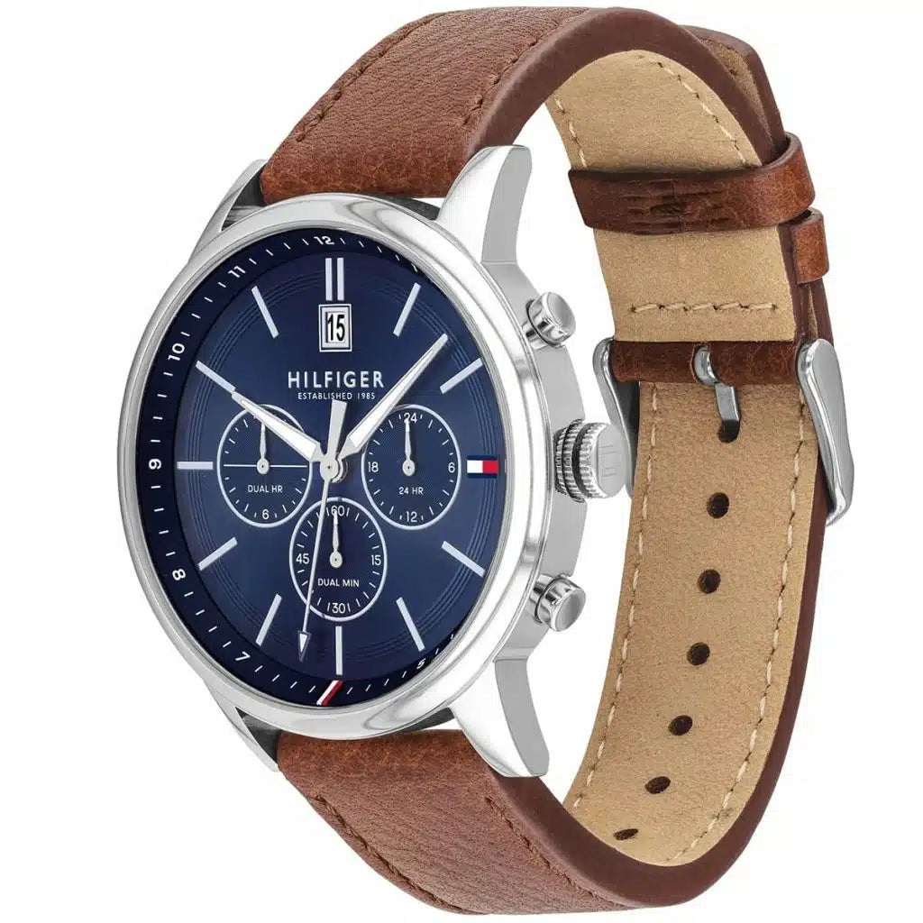 Right side view of Tommy Hilfiger 1791629 showing silver stainless steel case