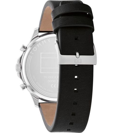 Right side view of Tommy Hilfiger 1710495 showing silver stainless steel case