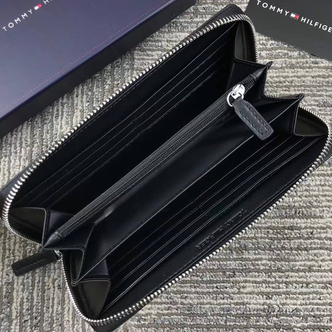 Interior view of Tommy Hilfiger Long Wallet showing multiple card slots and zipper coin pocket