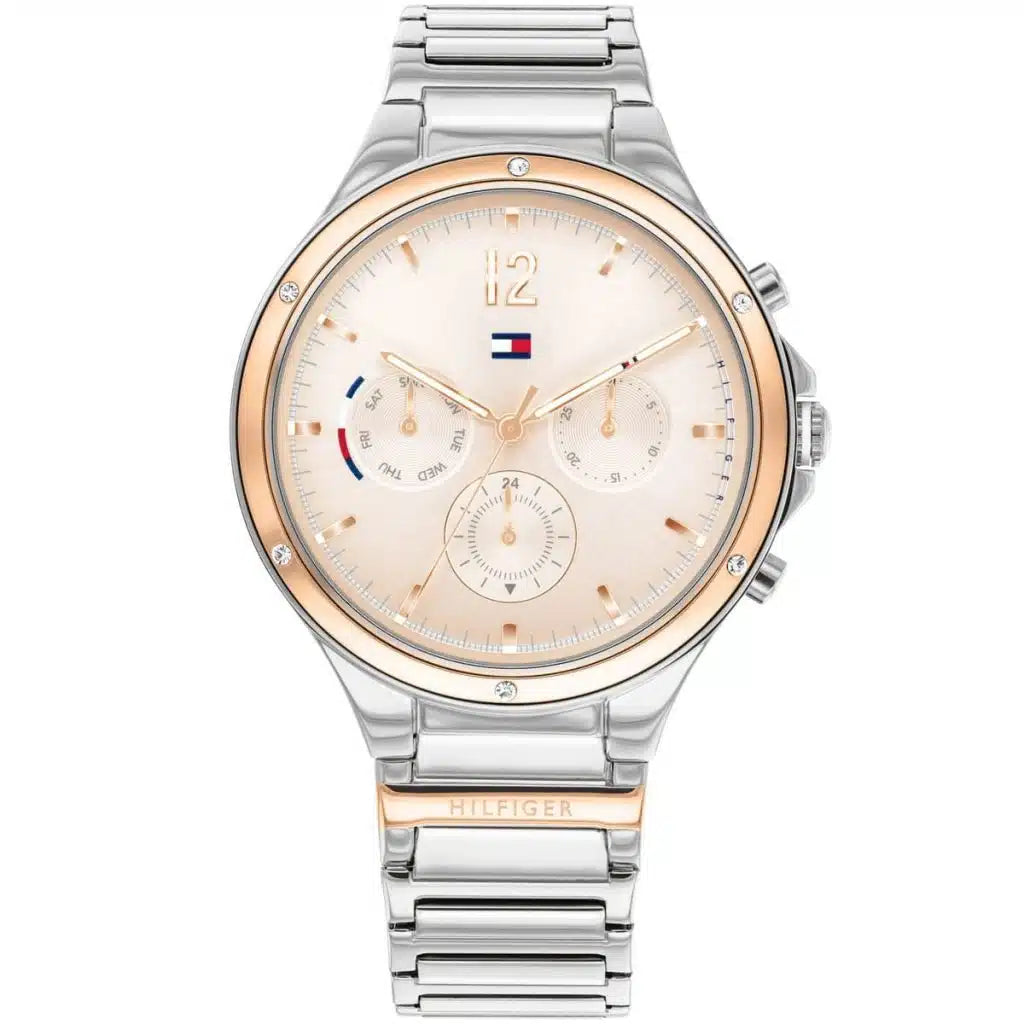 Tommy Hilfiger Lori 1782279 women's watch silver and rose gold stainless steel bracelet silver dial