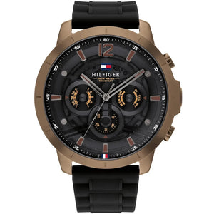 Tommy Hilfiger Luca 1710491 men's watch matte gold case black rubber strap black dial