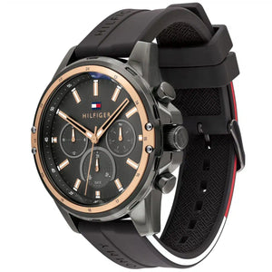 Right side view of Tommy Hilfiger 1791792 showing gunmetal case and buttons
