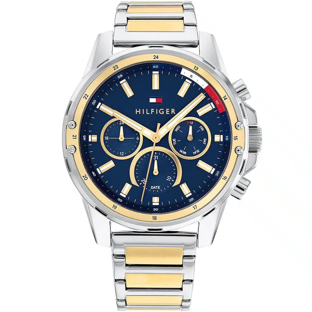 Tommy Hilfiger Mason 1791937 men's watch two-tone silver and gold steel bracelet navy dial