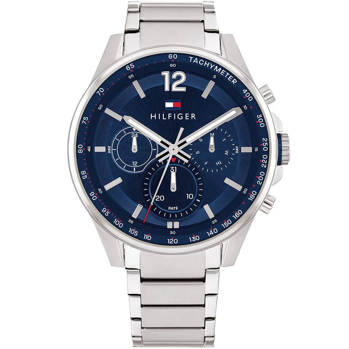 Tommy Hilfiger Max 1791973 men's watch silver stainless steel bracelet navy dial