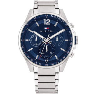 Tommy Hilfiger Max 1791973 men's watch silver stainless steel bracelet navy dial