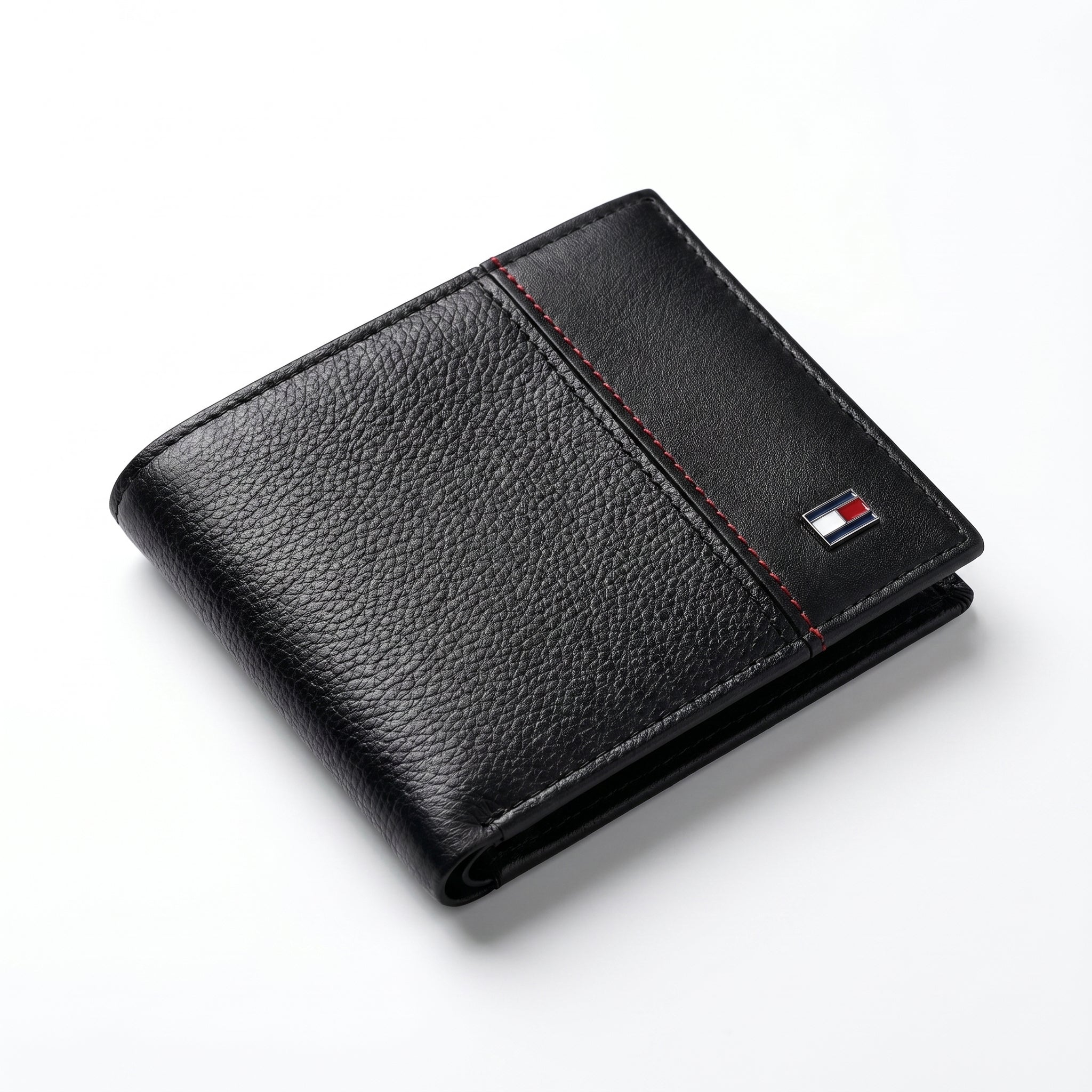 Full set of Tommy Hilfiger mirror original genuine leather wallet with signature navy gift box and branded shopping bag
