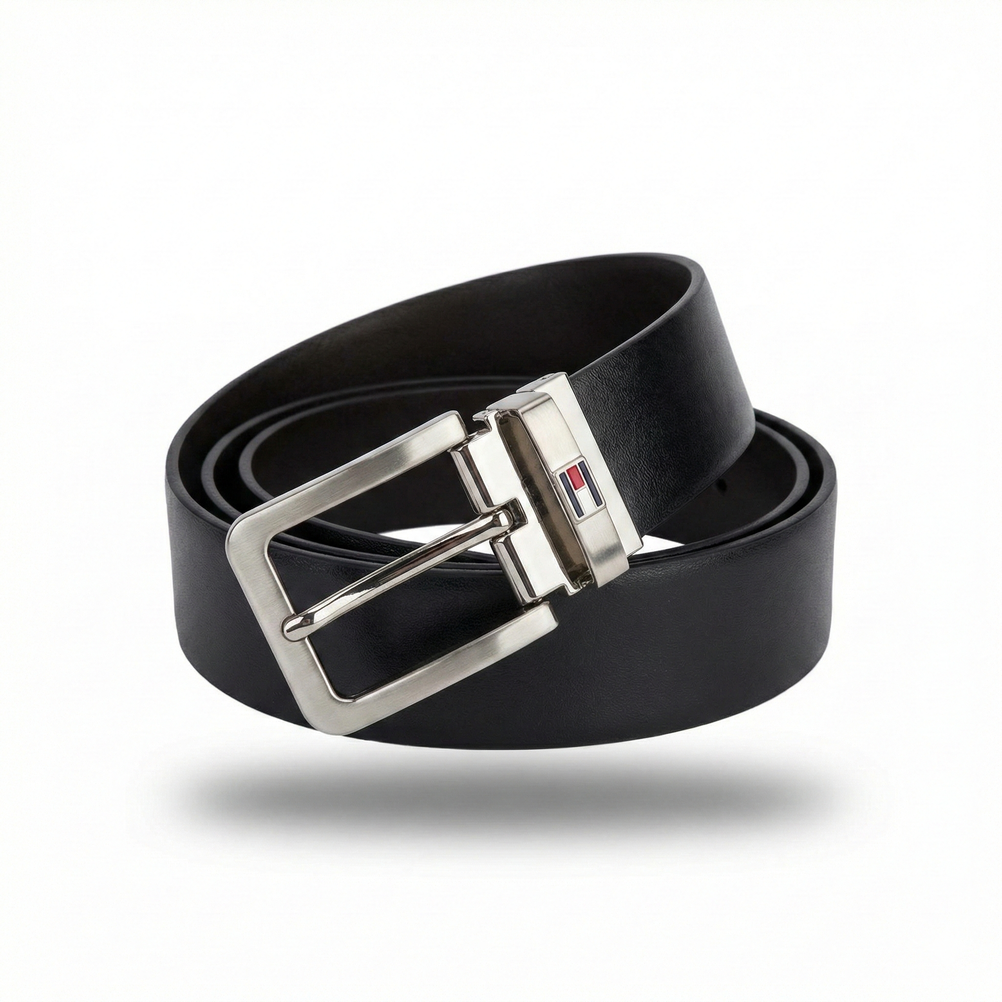 Rolled Tommy Hilfiger Reversible Belt displaying Pin Buckle Mechanism