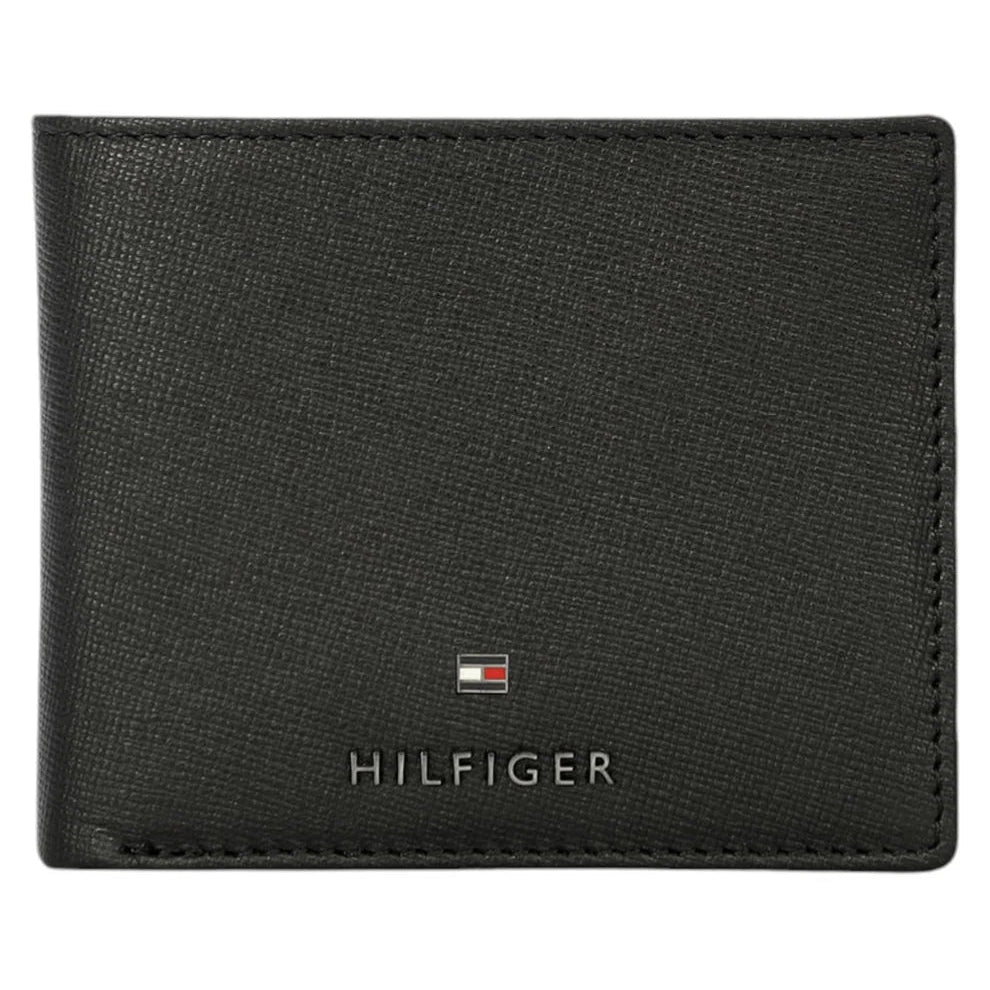 Front view of Tommy Hilfiger Saffiano Leather Wallet with Metal Logo
