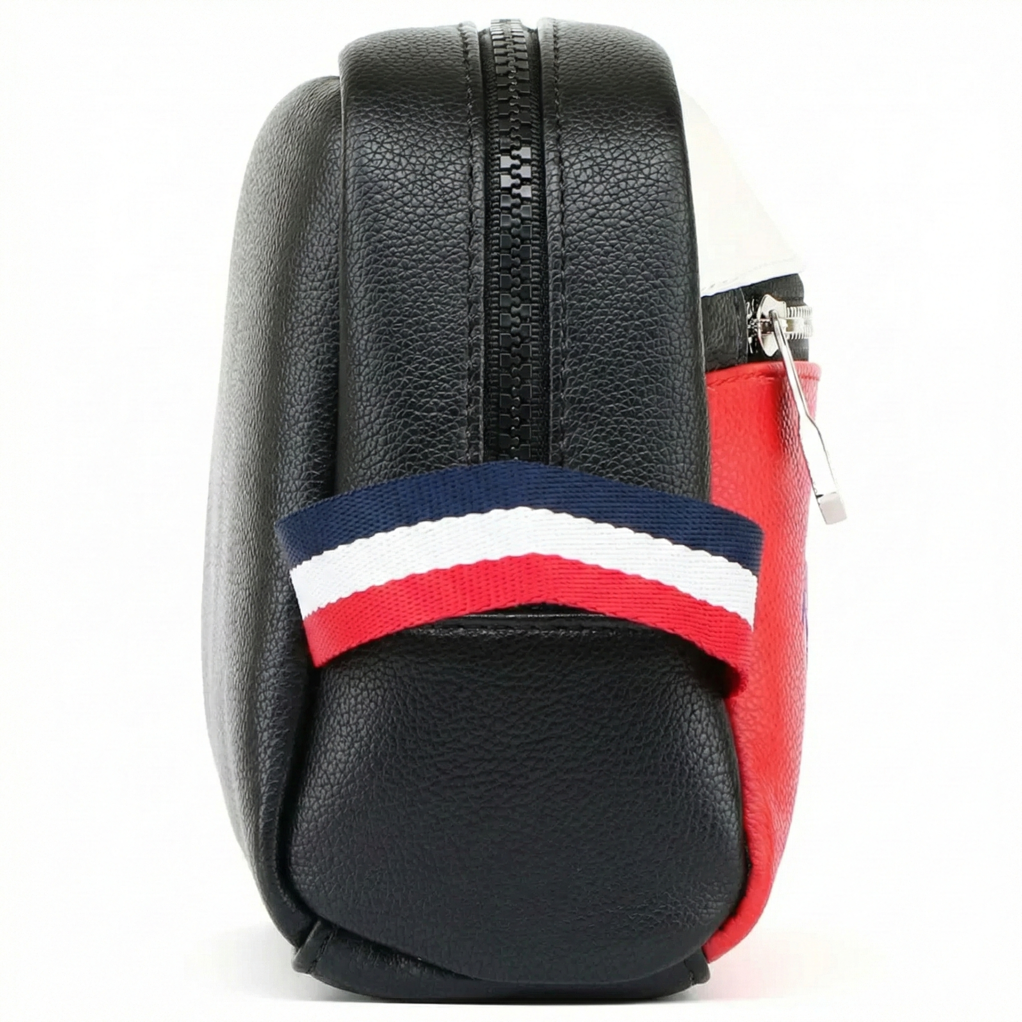 Side view of Tommy Hilfiger Wash Bag showing Handle and Zipper Detail