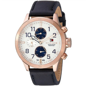 Close up of white dial and rose gold accents of Tommy Hilfiger 1791139