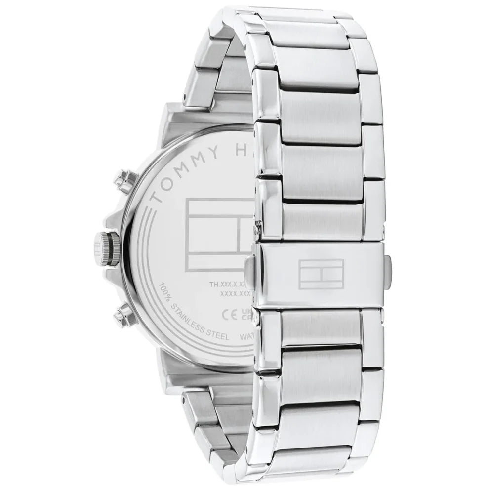 Profile view of Tommy Hilfiger Tyson showing case thickness and triple-link bracelet