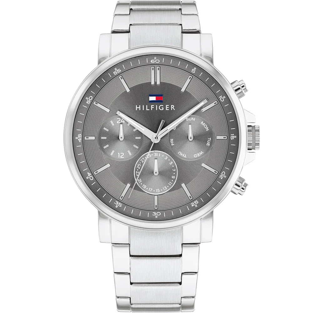 Tommy Hilfiger Tyson 1710604 men's watch silver stainless steel bracelet dark grey dial