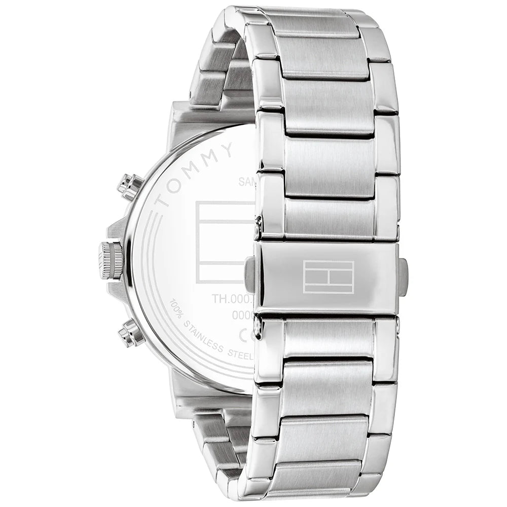Right side view of Tommy Hilfiger 1710604 showing silver stainless steel case