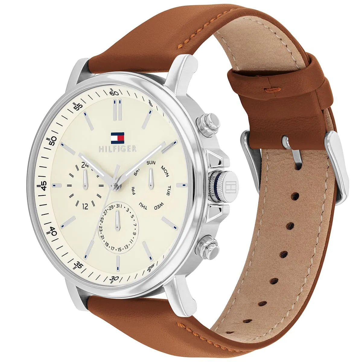 Right side view of Tommy Hilfiger 1792143 showing silver stainless steel case