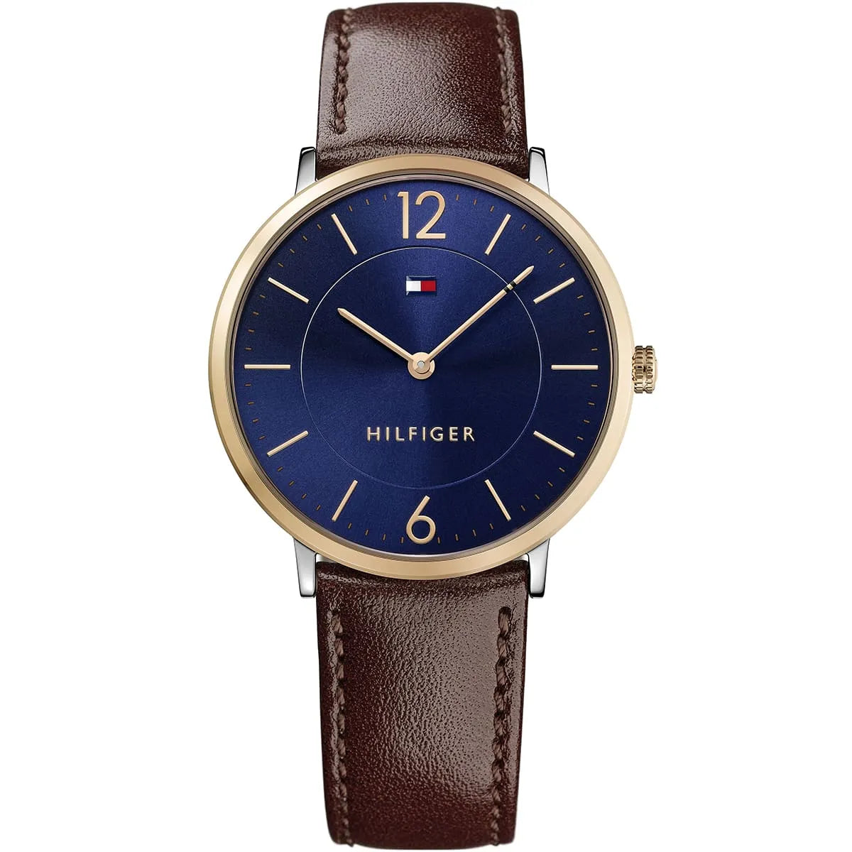 Tommy Hilfiger Ultra Slim 1710354 men's watch two-tone case brown leather strap