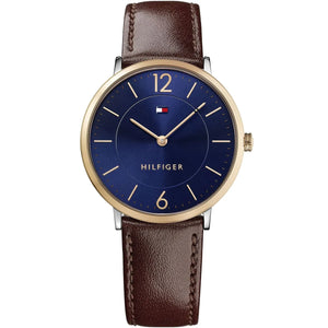 Tommy Hilfiger Ultra Slim 1710354 men's watch two-tone case brown leather strap