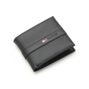 Angled front view of Tommy Hilfiger Black Wallet with Horizon Stripe