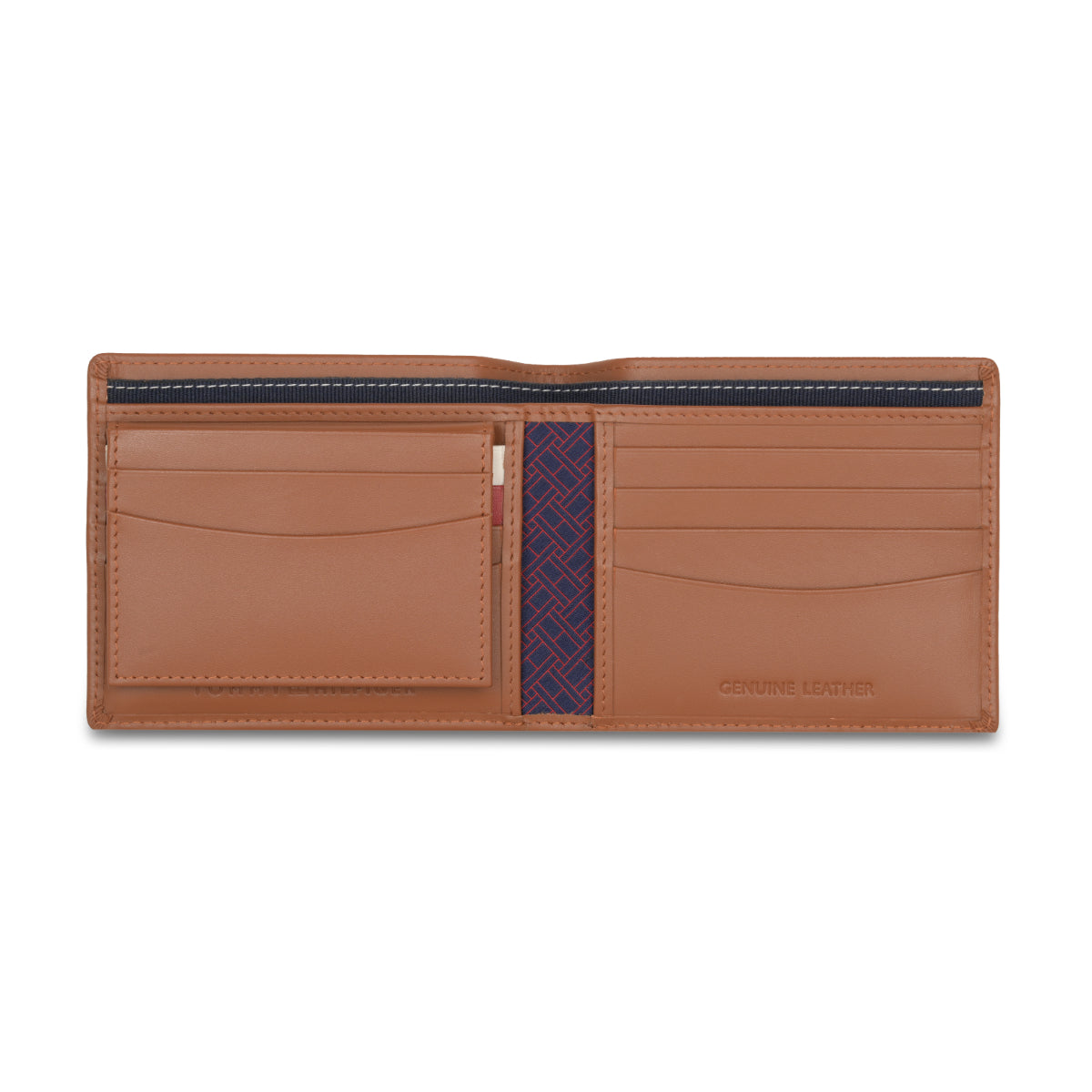 Interior view of Tommy Hilfiger Tan Wallet showing multiple card slots and bill compartment