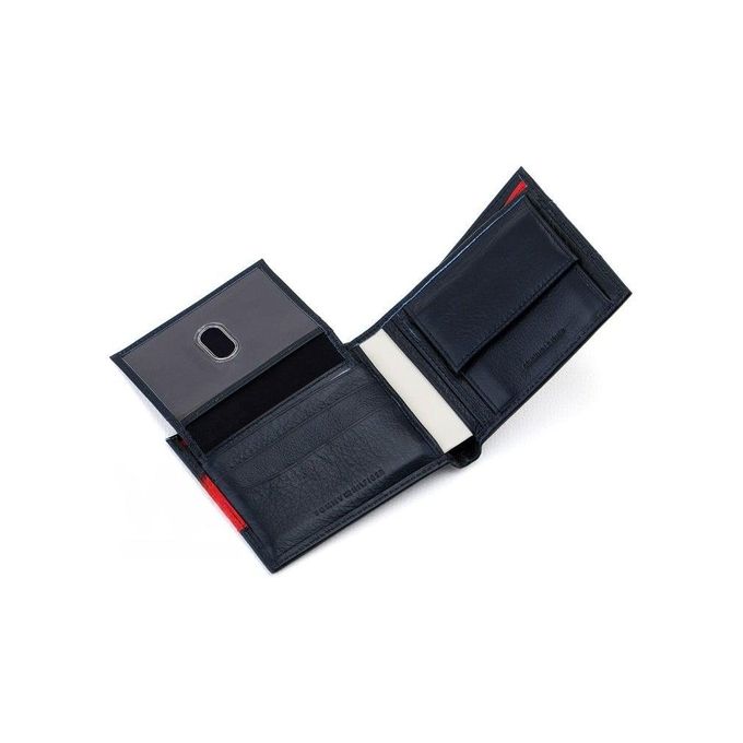 Close up of Genuine Leather stamp and Coin Pocket inside Tommy Hilfiger Wallet