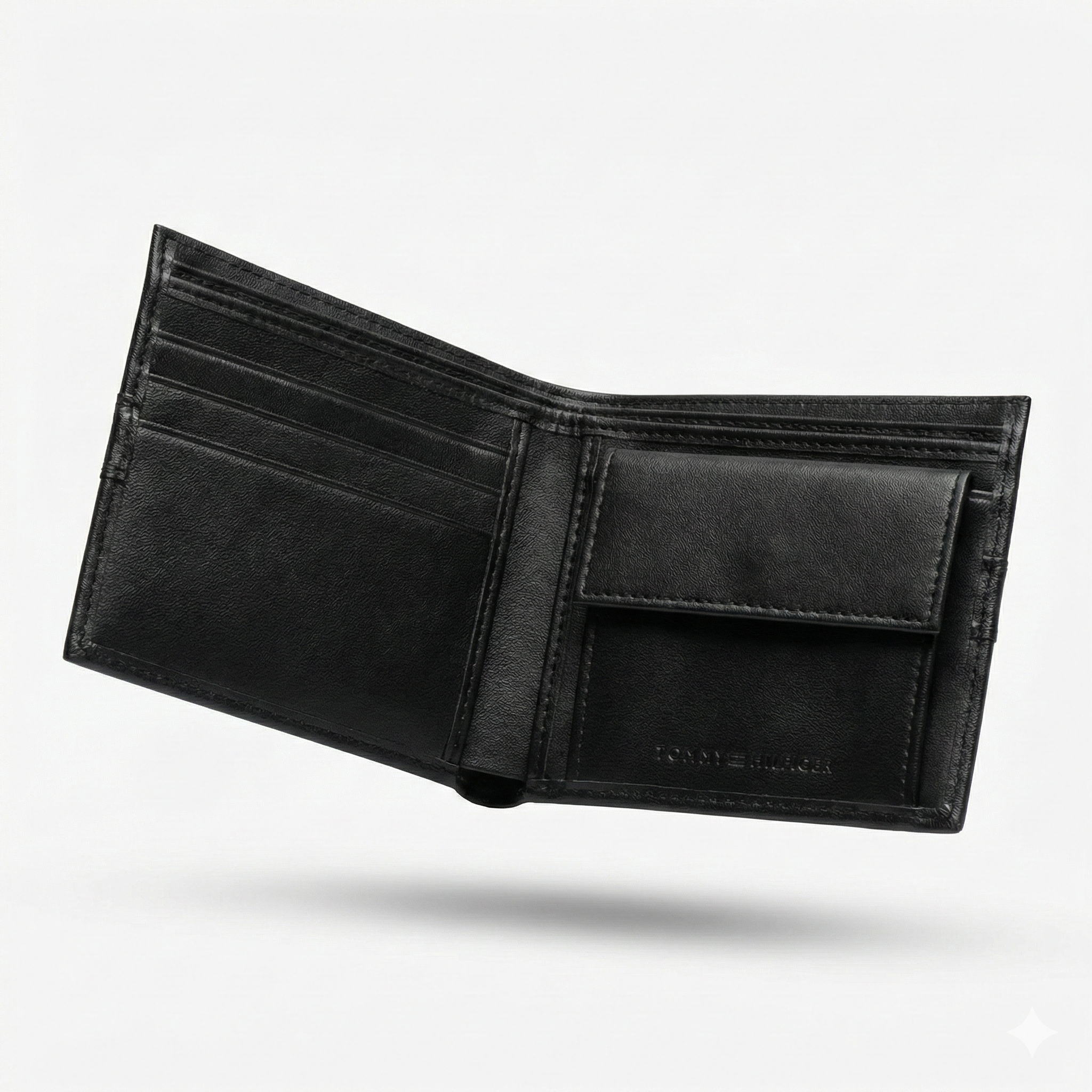 Flat lay of Tommy Hilfiger Wallet and Pin Buckle Belt with Adjusting Tool