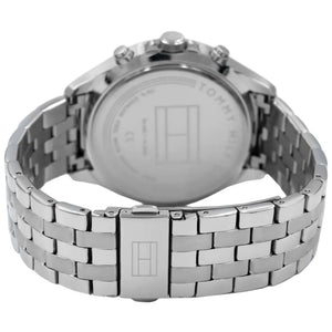 Profile view of Tommy Hilfiger West showing case thickness and five-link bracelet