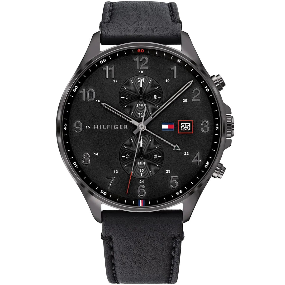 Tommy Hilfiger West 1791711 men's watch all black case and leather strap