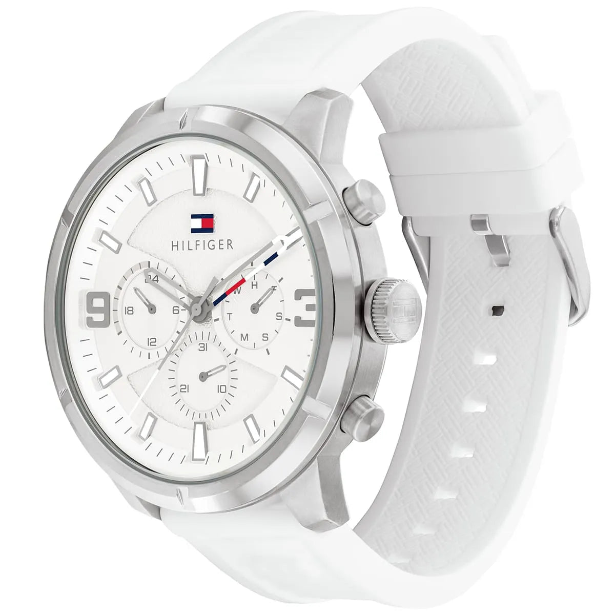 Right side view of Tommy Hilfiger 1792072 showing silver stainless steel case