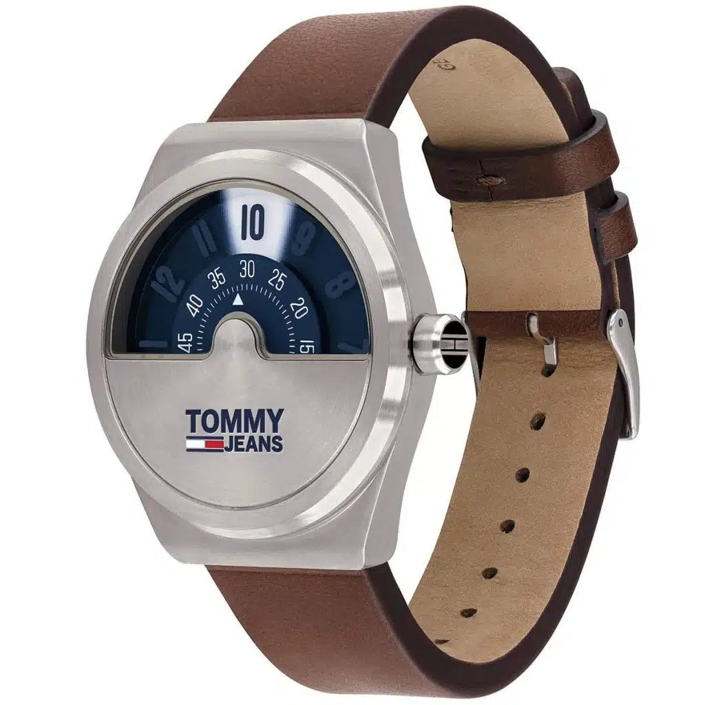 Right side view of Tommy Jeans 1791772 showing matte silver stainless steel case