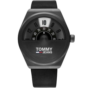 Tommy Jeans Monogram Pop 1791773 men's watch gunmetal case black leather strap