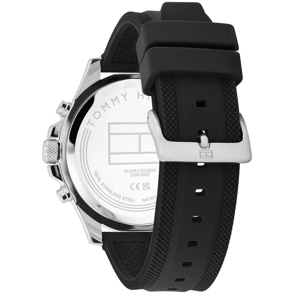 Authentic real-life photo of Tommy Hilfiger 1792111 showing the detailed silver bezel and green dial accents