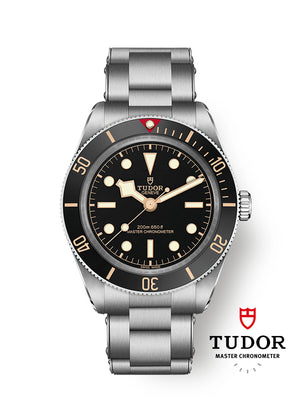 Tudor Black Bay 58 M7939A1A0NU-0002 men's automatic dive watch, 39mm stainless steel case, black dial with gilt markers, steel bracelet – front view