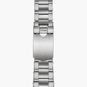Tudor Black Bay GMT M79830RB-0010 men's GMT watch, 41mm stainless steel case, white opaline dial, blue and burgundy bezel, steel bracelet – bracelet clasp view