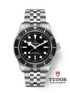 Tudor Black Bay M7941A1A0NU-0003 men's automatic dive watch, 41mm stainless steel case, black dial, steel bracelet – front view