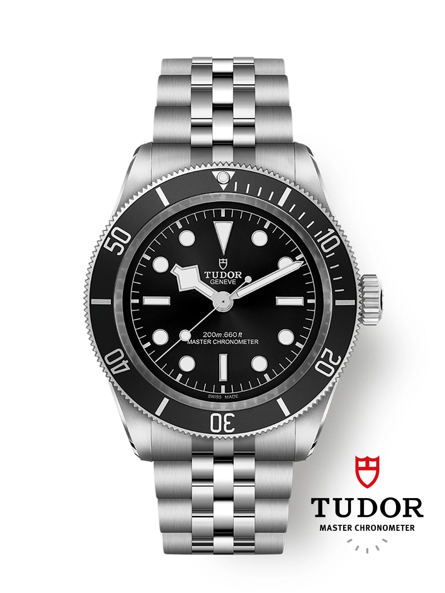 Tudor Black Bay M7941A1A0NU-0003 men's automatic dive watch, 41mm stainless steel case, black dial, steel bracelet – front view