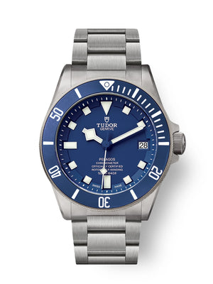 Tudor Pelagos M25600TB-0001 men's automatic dive watch, 42mm titanium case, blue dial, titanium bracelet – front view