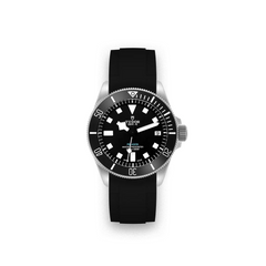Tudor Pelagos men's automatic dive watch, 42mm titanium case, black dial, black ceramic bezel, black rubber strap – front view