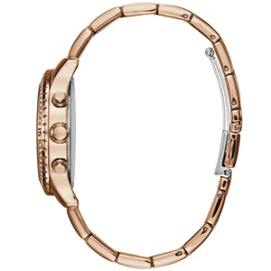 Left side view of the 38mm stainless steel case of Guess Confetti W0774L3